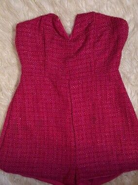 NWT DO+BE Strapless Hot Pink Tweed Romper